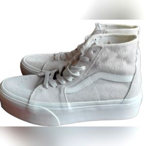 VANS WOMEN SOFT SUEDE SK8-HI TAPERED STACKFORM  SNEAKER DAWN BLUE/TRUE WHITE